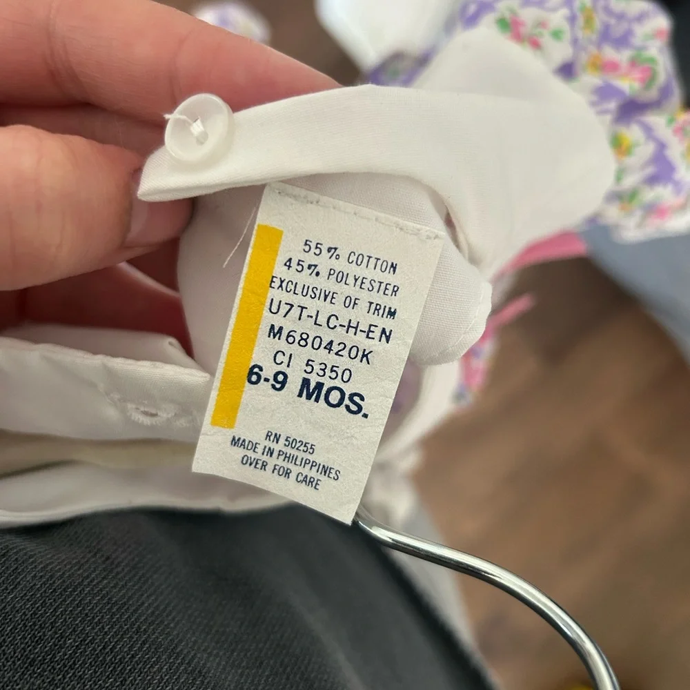 Vintage Baby Floral Blouse with Pink and Purple Design With Matching Booties - Picture 6 of 7